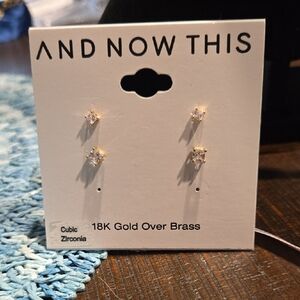 NWT And Now This Gold Stud Earrings Missing One Set